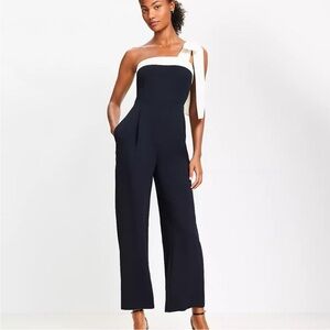 NWT LOFT One Shoulder Wide Leg Jumpsuit 4 Petite
